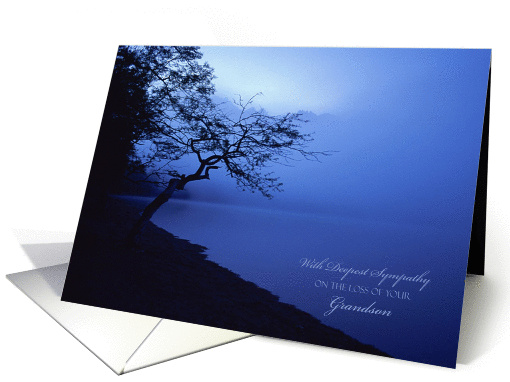Sympathy Loss of Grandson ~ On the Shore Warm Blue Silhouette card