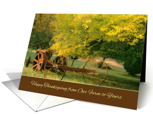 Thanksgiving From Our Farm to Yours ~ VintageTractor in the Yard card