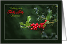 Holly Jolly Christmas - Red Holly in the Rain card