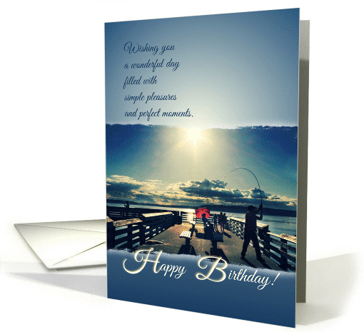 Fishing on the Pier - Happy Birthday card (1295046)
