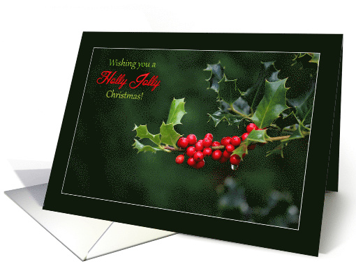 Holly Jolly Christmas - Red Holly in the Rain card (1552334)