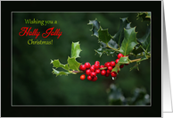 Holly Jolly Christmas - Red Holly in the Rain card