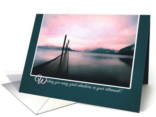 Retirement Adventures on the Lake and at the Pier in Pink Tones card