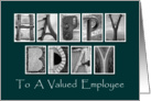 Employee Happy Birthday - Green - Alphabet Art card