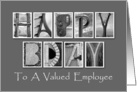 Employee Happy Birthday - Grey - Alphabet Art card