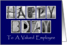 Employee Happy Birthday - Blue - Alphabet Art card