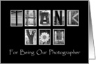 Thank You to our Wedding Photographer - Alphabet Art card