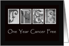 1 Year - Cancer free - Anniversary - Alphabet Art card