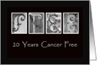 20 Years - Cancer Free - Anniversary - Alphabet Art card