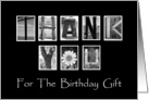 Birthday Gift Thank You - Alphabet Art card