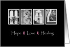 Recovery from Cancer - Hope Love Healing - Alphabet Art card