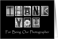 Thank You for being our Photographer - Alphabet Art card