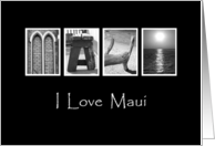 I Love Maui - Alphabet Art card