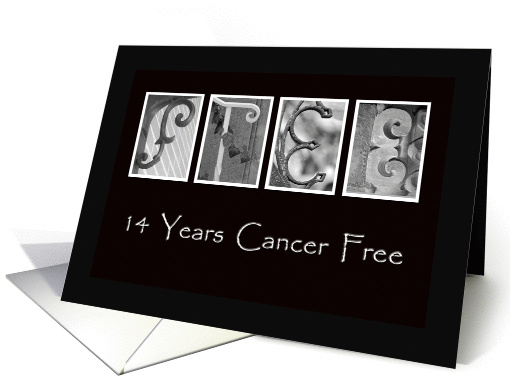 14 Years - Cancer Free - Anniversary - Alphabet Art card (866409)