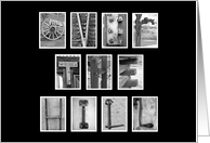 Over The Hill Invitation - Alphabet Art card