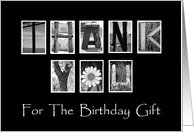 Birthday Gift Thank You - Alphabet Art card