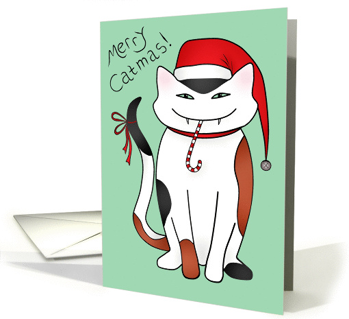 Sassy calico Christmas kitty card (882262)