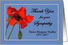 Poppy-Thank You for Sympathy customize name greeting card