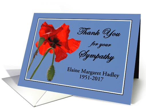Poppy-Thank You for Sympathy customize name greeting card (1180824)