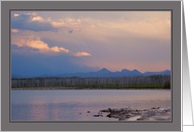 Sunset over lake- Blank greeting card