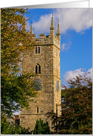 Parish church clock tower blank card