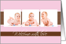 Welcome With Love Baby Girl Announcement Photo Card