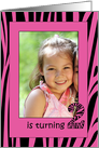 Zebra Baby Girl Turnig Two Year Old photo card