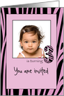 Zebra Baby Girl Turning Three Years Old photo card