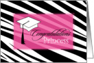 Zebra Print Princess Graduation Card