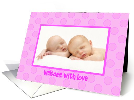 Pink Polka Dots Baby Girl Announcement Photo card (864697)