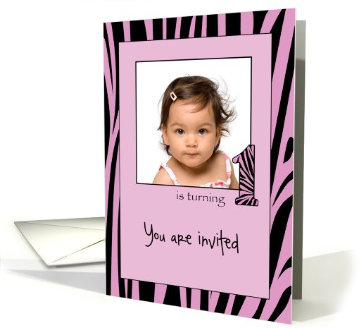 Baby girl turnig one year old photo card (864704)