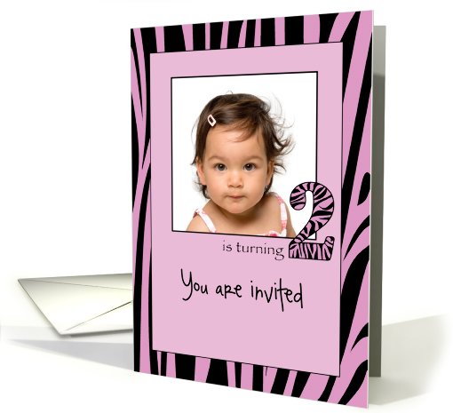 Zebra Baby Girl Turning Two Year Old photo card (917834)