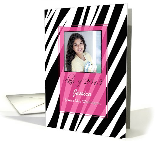 Pink Zebra Print Graduation Photo card (929937)