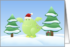 Green Dragon Monster Holiday Scene card