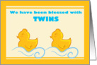 We have twins yellow ducky announcement card