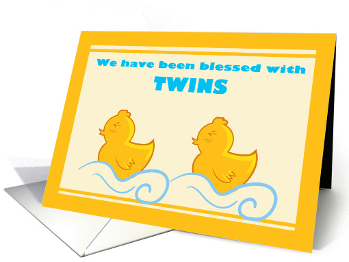 We have twins yellow ducky announcement card (867342)