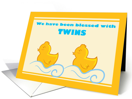 We have twins yellow ducky announcement card (867342)