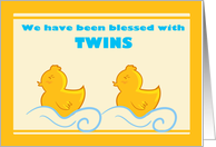 We have twins yellow ducky announcement card