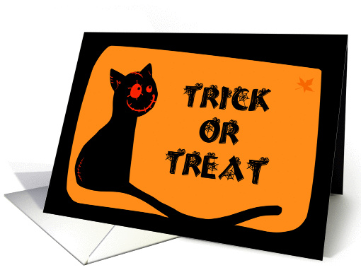 Trick or treat black cat Halloween card (870306)