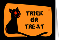 Trick or treat black cat Halloween Card