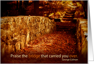 autumn, bridge, encouragement, card