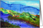 Thank You, painted silk landscape design card