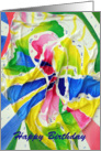 Happy Birthday, painted silk abstract design card