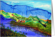 Thank You, painted silk landscape design card