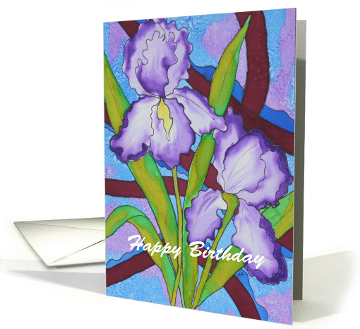 painted silk flower design Happy Birthday card (868558)