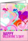 Brightly colored & textured Valentine’s Day Hearts on Pink! card