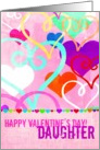 Brightly colored & textured Valentine’s Day Hearts on Pink for Daughter! card