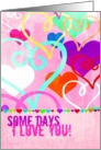 Brightly colored & textured Hearts on Pink for Someone You Love! card