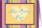 Happy Birthday Italian Grandfather/Nonno with heart on muted stripes! card