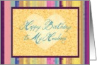 Happy Birthday To My Husband, heart on muted stripes! card